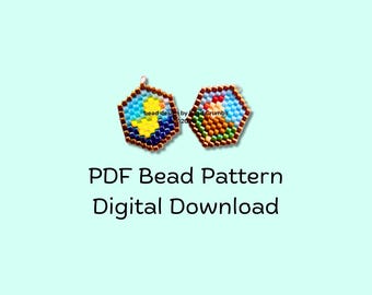 Duck and Chicken Bead Pattern: Brick Stitch Farm Charms (PDF Download)