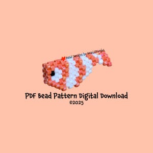 Clownfish 3D Brick Stitch Beading Charm, PDF Pattern Digital Download