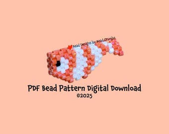 Ciondolo a forma di pesce pagliaccio 3D con punto mattone, schema PDF da scaricare digitalmente