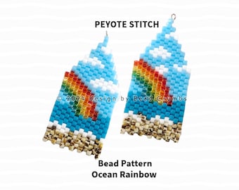 Peyote Stitch Ocean Rainbow Earring Beading Pattern, Seed Bead Diagram for Jewelry Making, Digital Download