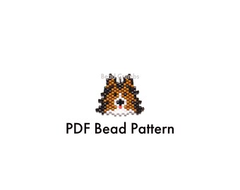 Bead Pattern Sheltie, Shetland Sheepdog, DIY Brick Stitch Animal Charm, PDF Digital Pattern P2144213