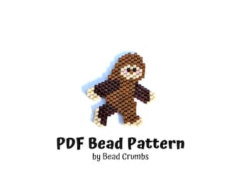 Big Foot Ape Bead Pattern, Miyuki Brick Stitch Charm, PDF Digital Download - P2165063