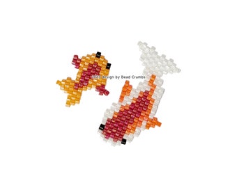 Koi Carp Fish Brick Stitch Bead Pattern, DIY Beaded Earring Jewelry Charms, PDF Digital Download