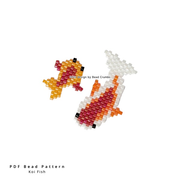 Koi Carp Fish Brick Stitch Bead Pattern, DIY Beaded Earring Jewelry Charms, PDF Digital Download