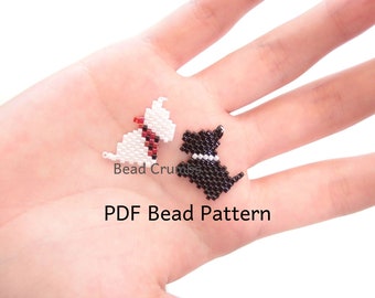Scottish Terrier Dogs Brick Stitch Bead PATTERN, Black and White Animals, DIY Craft Seed Bead Charm, PDF Digital Download