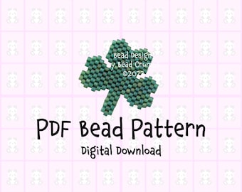 Brick Stitch Shamrock Beading Pattern, Miyuki Delica Charm (PDF Digital Download)