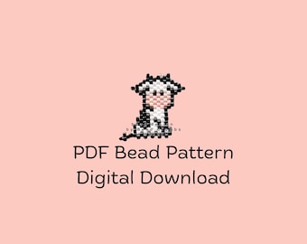 DIY Cow Charm Beading Pattern, Brick Stitch PDF, Instant Download