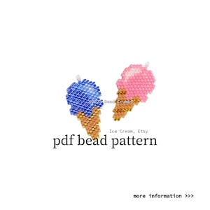 Ice Cream Brick Stitch Bead Pattern, DIY beaded jewelry charms, PDF Digital Download