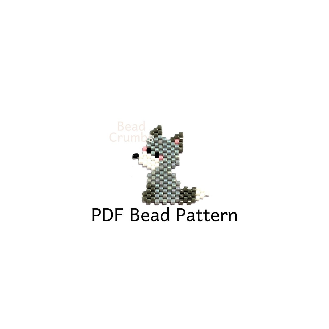 Wolf Bead Pattern, Brick Stitch Beading, Miyuki Delica Animal Earring