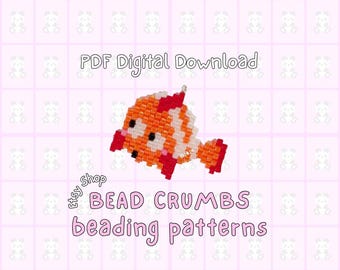 Clownfish Brick Stitch Bead Pattern Digital Download | a Miyuki Delica beading project