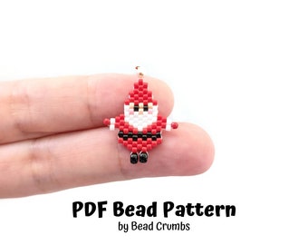 Santa Claus Christmas Bead Pattern, Miyuki Brick Stitch Charm, PDF Digital Download - P2166445
