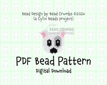 White Dog Brick Stitch Beading Pattern for Cylin™ Seed Beads, PDF Digital Download