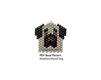 Newfoundland Dog Brick Stitch Bead Pattern, DIY Beaded Animal Earring Jewelry Charms, PDF Digital Download