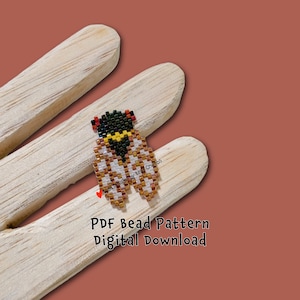 Cicada Insect Bead Pattern, Miyuki Brick Stitch Charm, PDF Digital Download