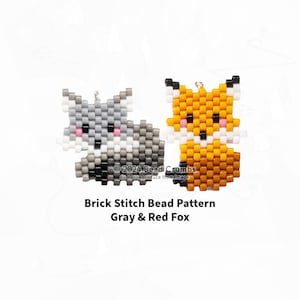 Brick Stitch Fox, Seed Bead Diagram Animal Charms Earrings Pendants Jewelry, Digital Download image 1