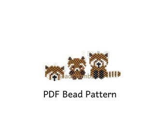Red Panda Pattern Set, Brick Stitch Beading, Miyuki Animal Charm, PDF Digital Download P2176726