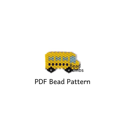 School Bus Brick Stitch Beading Pattern Miyuki Delica Animal Etsy