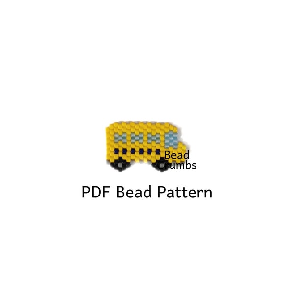 School Bus Brick Stitch Beading Pattern, Miyuki Delica Animal Bead Weaving Charm, PDF Digital Download P2174612