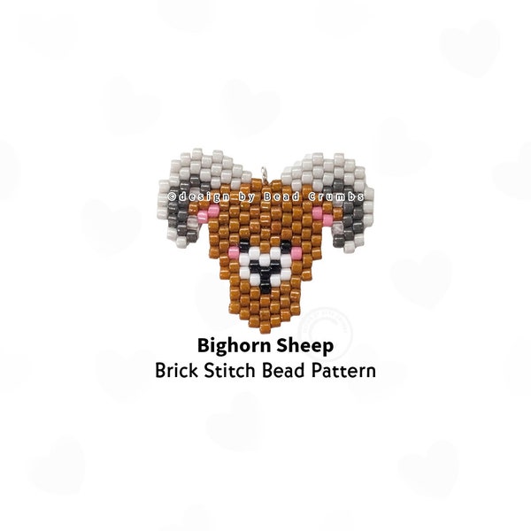 Bighorn Sheep Brick Stitch Pattern, Animal Beadweaving Diagram Seed Bead Charm Earrings Pendant Jewelry, Digital Download