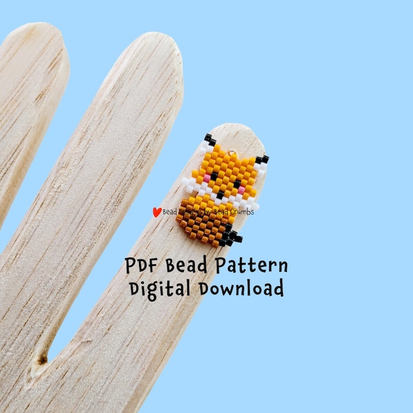 Red Fox Brick Stitch Beading Pattern, Seed Bead Animal Charm, Digital Download