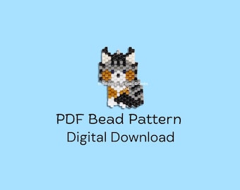 Maine Coon Cat Bead Pattern, Brick Stitch, Beaded Charm Craft, PDF Digital Download