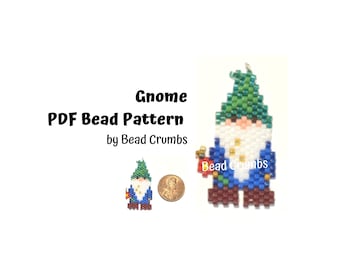 Gnome Beading PATTERN, Cute DIY Brick Stitch Charm, PDF Digital Download - P2145986