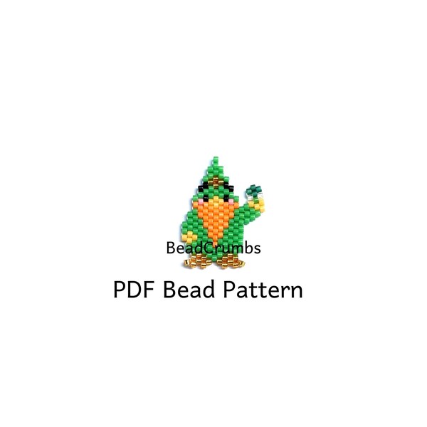 Brick Stitch Pattern, Gnome St Patricks Day, Miyuki Delica Bead Weaving Charm, PDF Digital Download - P2171882