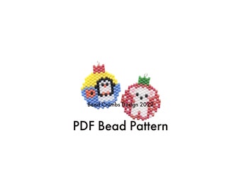Penguin and Polar Bear Ornament, Christmas Ball Brick Stitch Bead Pattern, DIY Earring Charm Jewelry Accessory, PDF Digital Download