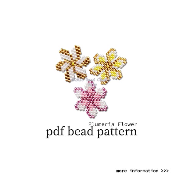 Plumeria Frangipani Flower, Brick Stitch PATTERN,  Seed Beads Earring Charm, PDF Digital Download