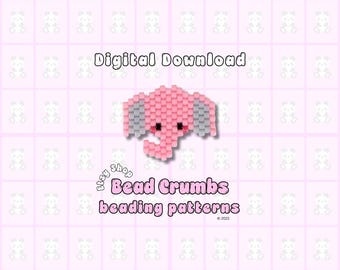 Elephant Brick Stitch Bead Charm Pattern | Animal Beading Digital Download | Miyuki Delica Earring & Accessories PDF