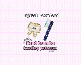 Brick Stitch Molar Tooth & Toothbrush Bead Pattern (PDF Download)