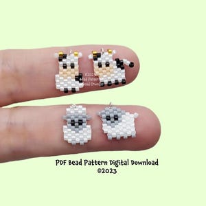 MINI Ko- och fårpärlmönster, PDF digital nedladdning