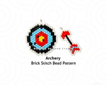 Archery Target and Arrow, Brick Stitch Beading Pattern,  Beadweaving Diagram Seed Bead Earrings Pendant Jewelry, Digital Download