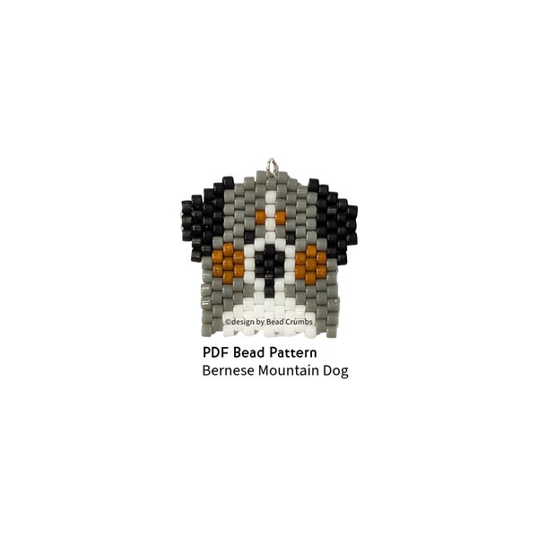 Bernese Mountain Dog Brick Stitch Bead Pattern, DIY Beaded Animal Earring Jewelry Charms, PDF Digital Download