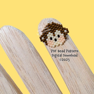 Patrón de cuentas de mono: diagrama de pendiente de animal con punto ladrillo (DIY), descarga digital en PDF