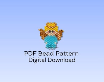 Beading Pattern, Angel Boy Brick Stitch Charm, PDF Digital Download