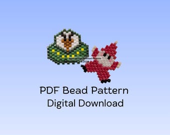 Christmas Bead Pattern: Santa Reindeer Spaceship Beaded Charms, PDF Digital Download