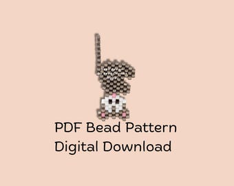 Brown Opossum Bead Pattern, Animal Brick Stitch Charm, PDF Digital Download