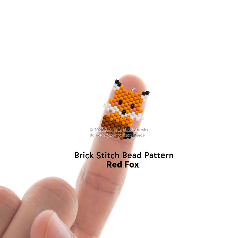 Brick Stitch Fox, Seed Bead Diagram Animal Charms Earrings Pendants Jewelry, Digital Download image 5