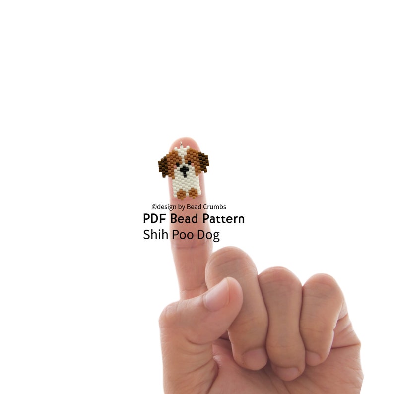 Shih Poo Dog Brick Stitch Bead Pattern, Beading Diagram for Earring Pendant Jewelry Charm, PDF Digital Download image 2
