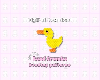 Duck Bead Charm Pattern | Brick Stitch Animal Beading Digital Download | Miyuki Delica Earring & Accessories PDF