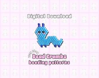 Caterpillar Brick Stitch Beading Pattern Digital Download | Miyuki Delica Animal Bead Charm | Beaded Jewelry PDF