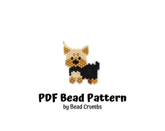 Yorkshire Terrier Dog, Tan Face, Miyuki Brick Stitch Bead Pattern Charm, PDF Digital Download - P2168351
