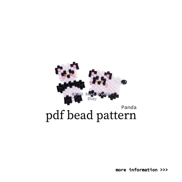 Mini Panda Charm, Brick Stitch Bead PATTERN,  DIY Craft, PDF Digital Download