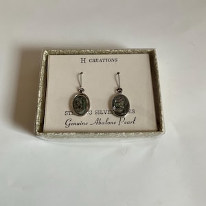 Vintage Genuine Abalone pearl with sterling wire earrings