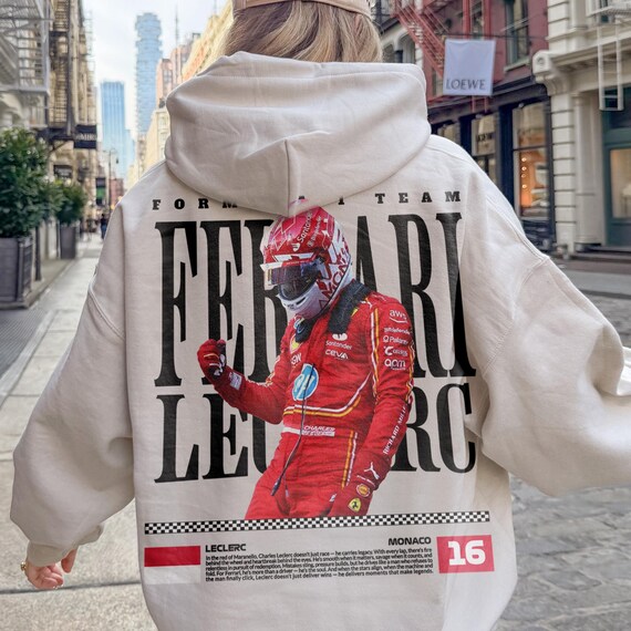 Charles Leclerc Ferrari Hoodie, Vintage F1 Racing Sweatshirt, Retro Formula 1 Graphic Hoodie, Gift for Leclerc and Ferrari Fans