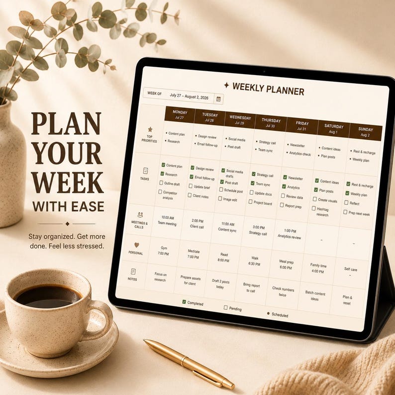 Ultimate Task Tracker Spreadsheet: 12-Month Productivity Planner (Digital Download)