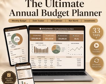Budget Tabelle, Budget Planer, Excel Google Sheets, Jährlicher Budget Tracker, Monatliche Budget Vorlage, Debt Payoff Tracker, Fiskalplaner