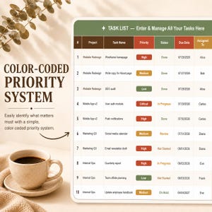 Ultimate Task Tracker Spreadsheet: 12-Month Productivity Planner (Digital Download)