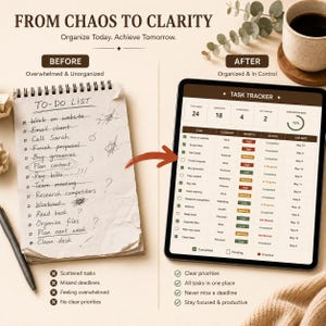 Ultimate Task Tracker Spreadsheet: 12-Month Productivity Planner (Digital Download)